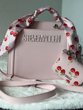 Steve Madden pink frost cherry bevlynn Satchel Tote Crossbody + Wallet SET